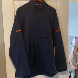 NEW NWT Adidas Game Built Sweatshirt Pullover 1/4 Zip Orange on Blue with Black